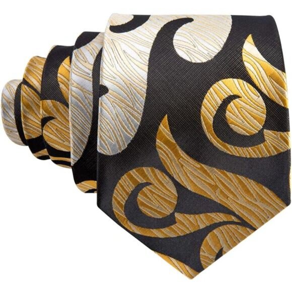 ClassicMens Ties Silk Necktie Pocket Square Cufflinks Set Woven Wedding Business - Picture 4 of 6